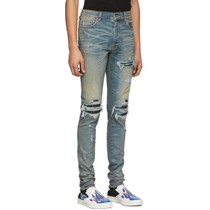 Men's Classic Light Blue <b>Color</b> Wash Ripped Denim Jeans Straight Fit 5 Pockets Style Designer Fashionable Man Jeans Pants - Product Image 2