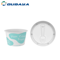 220ml 7,4 oz personalización plástico IML impresión inyección contenedor yogur helado fruta puré taza con tapa cuchara