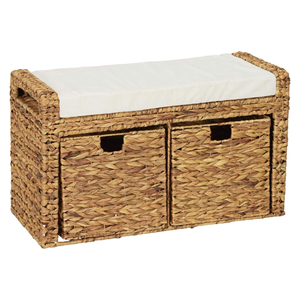 Handcrafted Water Hyacinth Storage Bench <b>Seat</b>, Premium Wicker Bed End Bench With Cushion & Basket Sets Manufacturer From Vietnam - Product Image 3