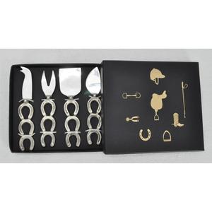 Cubiertos metálicos aptos para contacto con alimentos, juego de cuchillos para queso, en caja de regalo de lujo, estilo bocado de caballo, cubiertos plateados para decoración de mesa de fiesta. - Product Image 3