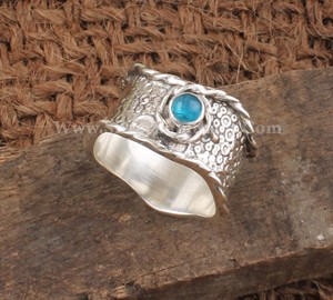 Anillo de Plata de Ley 925 con Topacio Azul de Londres Natural, Clásico, para Aniversario de Bodas, Apilable, para Mujer, Venta al Por Mayor - Product Image 2