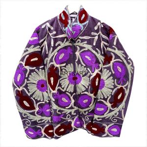 Classy <b>Corduroy</b> <b>Jacket</b> Floral Embroidery For Women's Turn-down Collar Full Sleeve Spring Zipper Closure - Product Image 4