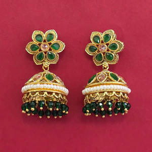 Handmade Jewellery In India Antique Jhumki with Gold Plating 233107 - Product Image 2