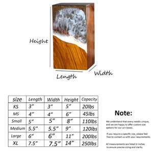 Rosewood Cremation Urn with Resin Ocean Wave - Remembrance <b>Keepsake</b> handmade urn <b>box</b> - Product Image 5