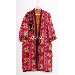 Kimono japonais élégant, robe bohème Kantha pour femme, imprimé à la main, vêtements de nuit été/hiver, épaules tombantes, confortable, tenue de plage - Product Image 1