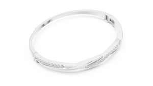 14k <b>White</b> Gold Synthetic Lab Grown Diamond Round Brilliant Cut Luxury Rhodium Plated Nail Bangle <b>Bracelet</b> for Women - Product Image 3