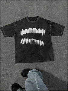 เสื้อยืดโอเวอร์ไซส์ลายกราฟิกแบบย้อมสีเอซิด พิมพ์ลายซิลค์สกรีน ผ้าฝ้าย สตรีทแวร์ สไตล์วินเทจ ขายส่งจำนวนมาก รับผลิตแบบ OEM - Product Image 3