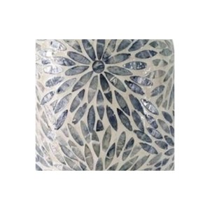 Abstract Mosaic Mother of Pearl Oval Vase Unique <b>Handmade</b> Shell Inlaid <b>Pottery</b> for Floral - Product Image 4