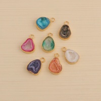 Connecteurs Goutte d'Eau en Agate Druzy Naturelle Plaqué Or 18K sur Laiton, 25mm, Forme Libre, Assortiment de Pierres Précieuses, Composants de Bijoux