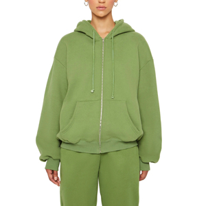 Conjunto Deportivo de Felpa con Capucha para Mujer, Color Verde Oliva, Corte Holgado, Informal, para Todas las Temporadas, Sudadera y Pantalones Deportivos, 2 Piezas - Product Image 6