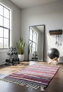 Tapis de sol/chemin de table moderne en polyester/coton, fait main, lavable, à poils longs, avec envers réversible, pour la maison, les voyages et la prière, vente en gros - Product Image 3