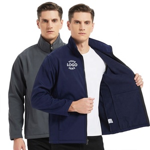 เสื้อแจ็คเก็ตบุขนแกะสำหรับผู้ชายแบบกันลม น้ำหนักเบา เหมาะสำหรับกิจกรรมกลางแจ้ง คอตั้ง ซิปหน้า สีพื้น ผ้าย้อมสี พร้อมโลโก้ด้านหน้า สำหรับฤดูหนาว - Product Image 6