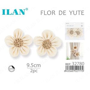 Fiore in Iuta ILAN 9,5cm 2 Pezzi Decorazione Artigianale - Product Image 3