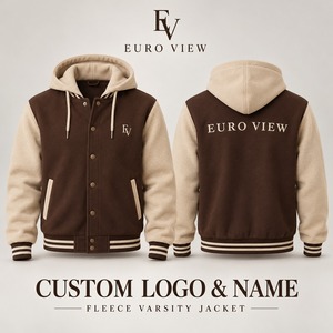 Chaqueta Varsity Euro View Personalizada con Capucha de Forro Polar, Cortavientos, con Bloques de Color y Cierre de Cremallera para Hombre - Estilo Vintage - Product Image 4