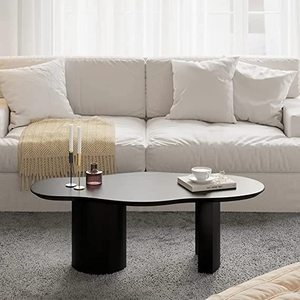 Mesa de Centro Moderna de Madera Irregular con Forma de Nube, Mueble Minimalista para Sala de Estar, Mesa de Centro Resistente con Acabado Negro, Muebles para el Hogar - Product Image 3