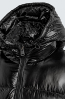 Veste d'hiver décontractée pour homme, noire, à capuche, rembourrée de duvet, coupe-vent, fermeture éclair, longueur courte, coupe régulière