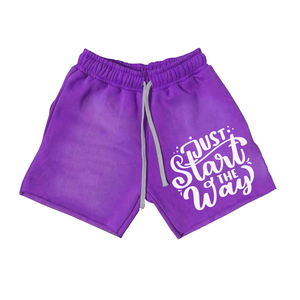 Custom High Quality Screen Printed Summer Acid Wash Vintage Sun Fade 100% Cotton Elastic Eco-Friendly Length Shorts 220 GSM - Product Image 6