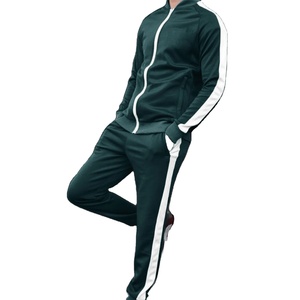 2025 nouveaux hommes respirant solide motif sweat + pantalons de survêtement ensemble fermeture éclair col montant sport Jogging Fitness vêtements pour l'hiver - Product Image 3