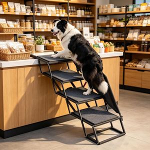 Scala per Animali Domestici Regolabile in Altezza, Accessorio Ecologico Semplice per Esterni, Realizzato in Poliestere Resistente per Conigli di Taglia Media, Rimovibile e Lavabile - Product Image 1