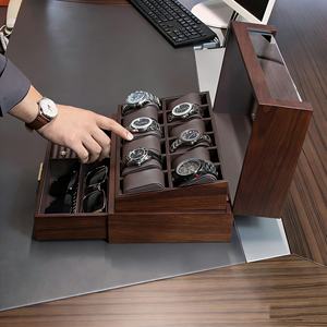 Caja Giratoria para Relojes de Madera con 12 Ranuras, Estuche de Exhibición con Cajón, Organizador de Joyas Acrílico para Relojes, Gafas de Sol y Anillos - Product Image 2