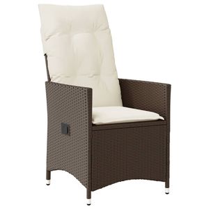 Chaise de jardin inclinable en rotin PE marron, design standard - Product Image 2