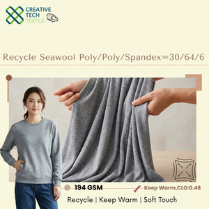 ผ้าถักเนื้อนุ่มยืดหยุ่นสำหรับชุดกีฬากลางแจ้ง รุ่น SWL-TK0152 ผลิตจากเส้นใยรีไซเคิลผสมโพลี/โพลี/สแปนเด็กซ์=30/64/6  ความหนา 0.48 - Product Image 2