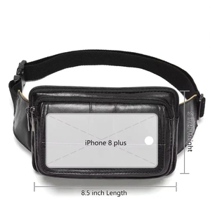 Trendy Custom Genuine Leather Waist Bags Strong Adjustable Zipper Closure Anti-Theft Unisex Daily Outdoor Use Fanny Packs - Product Image 4