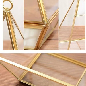 Terrario de Vidrio con Marco de Metal Dorado de Forma Geométrica, Tamaño Pequeño, Decorativo, para Mesa, Hogar, Oficina, Cafetería, Estilo Indio - Product Image 4