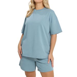 Conjunto de Camiseta y Pantalones Cortos Oversize para Mujer, Ropa Casual de Verano de Dos Piezas, Traje Deportivo de Algodón, Venta al Por Mayor OEM - Product Image 2