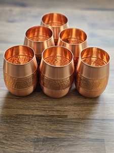 Vaso de cobre ecológico tipo cúpula, estilo vintage indio, taza de cobre martillado, utensilios de cocina tradicionales para exteriores - Product Image 5