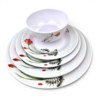 Ensemble bol et soucoupe en mélamine, design minimaliste peint à la main, assiettes rondes, durables, pour les fêtes