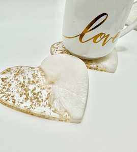 Sous-verres en résine époxy faits à la main avec incrustation de feuilles d'or pour la Saint-Valentin, la fête des mères et la décoration de Pâques - Product Image 5