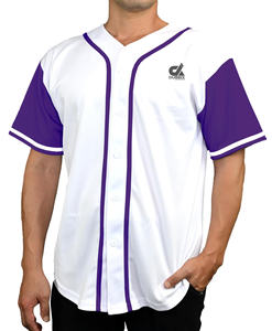 Camiseta de Béisbol Blanca Personalizada 2025 con Mangas Azules, Ribete y Diseño Abotonado, Nombre y Número Personalizados, Uniforme de Equipo Estilo Profesional - Venta al Por Mayor - Product Image 2