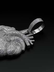Custom Iced Out 3D Anatomical Heart Pendant VVS VS Lab Grown Diamond Solid 925 <b>Silver</b> Heavy Hip Hop Men Statement <b>Charm</b> Jewelry - Product Image 5