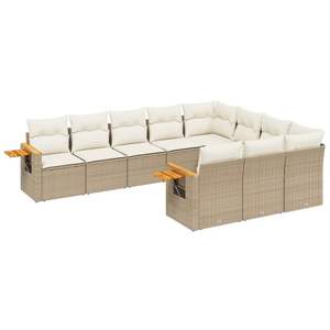 Ensemble de canapés de jardin en rotin PE beige avec grands accoudoirs réglables - Product Image 2