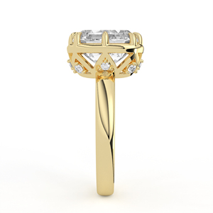 4ct cushion cut moissanite solitaire engagement <b>ring</b> 14k 18k yellow gold 8 prong <b>crown</b> undergallery vintage wedding band gra - Product Image 5