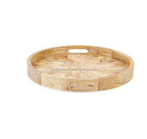 Bandeja de Madera Natural con Asas, Rectangular, Decoración Otomana, Plato para Servir, Artículos para el Hogar - Product Image 1