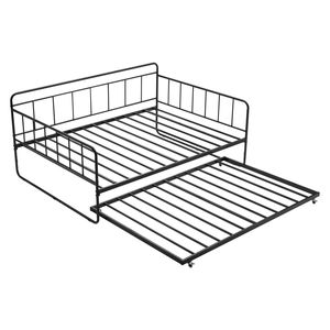Struttura letto a giorno matrimoniale in metallo con letto estraibile e supporto a doghe in metallo resistente - Product Image 6