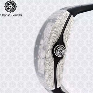 Charm_Jewels Luxury Men's Stainless Steel Tonneau <b>Watch</b> 43mm Analog Mechanical <b>Compass</b> Dial Sapphire Crystal Leather Band - Product Image 4