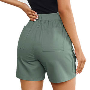 Shorts cargo taille haute pour femmes, 100% coton, respirant, séchage rapide, design élégant et professionnel, randonnée, voyage - Product Image 2