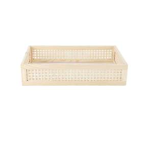 Bandeja de tocador de bambú tejido, organizador de baño de madera, cesta de diseño moderno para montar en la pared o de pie, con 4-7 compartimentos para - Product Image 1