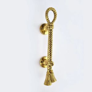 Traditional Brass Round Rope Design Cabinet Handle Tassel Detail Knurled Feature for <b>Wardrobe</b> Drawer <b>Hardware</b> Multi-Function - Product Image 3