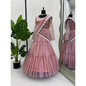 Sari Lehenga de diseñador listo para usar para fiesta - Product Image 3