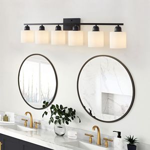 Modern 6-<b>Light</b> Black Vanity <b>Lights</b> 38-Inch Bathroom Lighting Fixtures Matte Mirror Wall <b>Sconces</b> for Bathroom Vanity Enhancement - Product Image 3