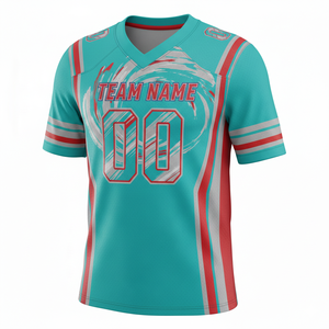 Camiseta de Práctica de Fútbol Americano Personalizada para Adultos, Manga Corta, Transpirable, Opción de Talla Grande, Cuello en V, 100% Poliéster - Product Image 3
