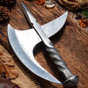 Hand Forged Viking Axe Pizza <b>Cutter</b> Rustic Stainless Steel Kitchen Gift for <b>Men</b> - Product Image 3