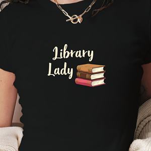 T-shirt court en tricot imprimé coupe slim Y2K pour femme avec motif empilement de livres - Product Image 4