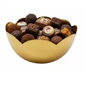Bol décoratif poli en or, bol à chocolat, utilisation dans les restaurants et les hôtels de luxe, bol de service pour fruits et légumes - Product Image 2