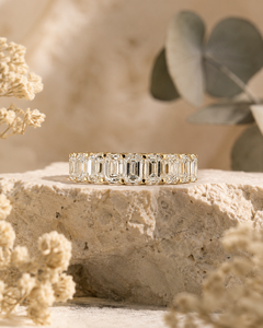 แหวนแต่งงานแบบเต็มวง ประดับมอสซาไนต์ทรงเหลี่ยมมรกต ทอง 14K หรูหรา ขายส่ง รับผลิตตามแบบ OEM ODM - Product Image 1