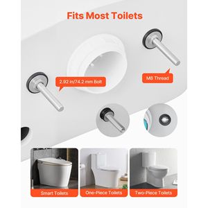 Kit di bulloni per sedile del water universale 2 pezzi per impieghi gravosi con dadi da bagno e servizi igienici - Product Image 5